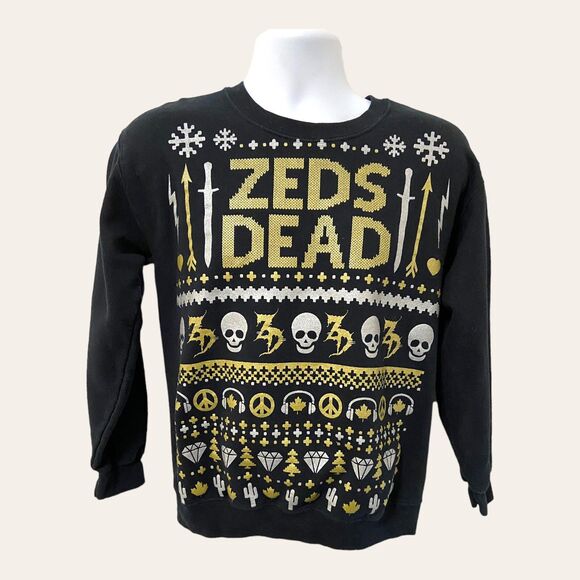 Zeds Dead Tops - Zeds Dead Graphic Sweatshirt Woman Small Black Holiday Electronic Music Crewneck
